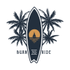 Summer Sunset Surfingboard And Palms Double Exposure  Tapestry Official Surfing Merch