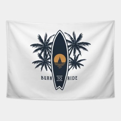 Summer Sunset Surfingboard And Palms Double Exposure  Tapestry Official Surfing Merch