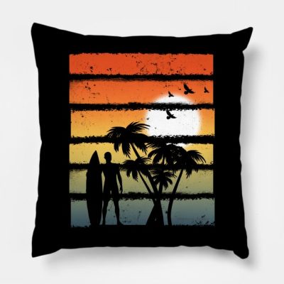 Summer Sunset Graphic Icon Surfinger Ocean Palm Throw Pillow Official Surfing Merch