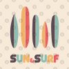 Retro Sun And Surfing Surfingboard Throw Pillow Official Surfing Merch