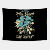 California Surfinger Blue Beach Surfing Retro Vintage Tapestry Official Surfing Merch