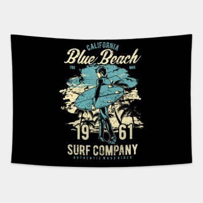 California Surfinger Blue Beach Surfing Retro Vintage Tapestry Official Surfing Merch