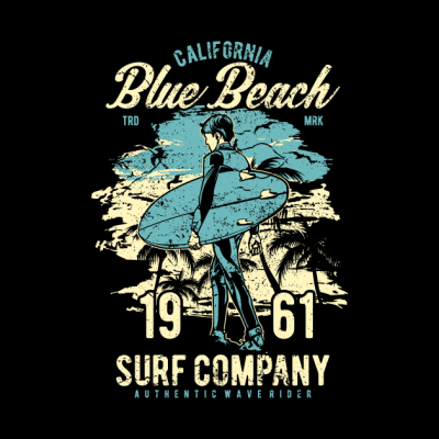 California Surfinger Blue Beach Surfing Retro Vintage Tapestry Official Surfing Merch