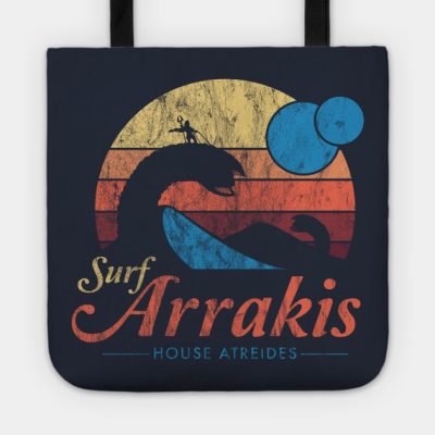 Visit Arrakis Vintage Distressed Surfing Dune Sci Fi Tote Official Surfing Merch