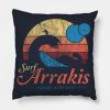 Visit Arrakis Vintage Distressed Surfing Dune Sci Fi Throw Pillow Official Surfing Merch