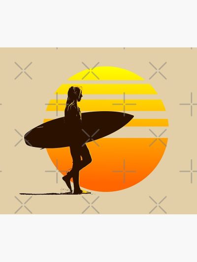 Golden Sunrise Surfinger Girl Tapestry Official Surfing Merch