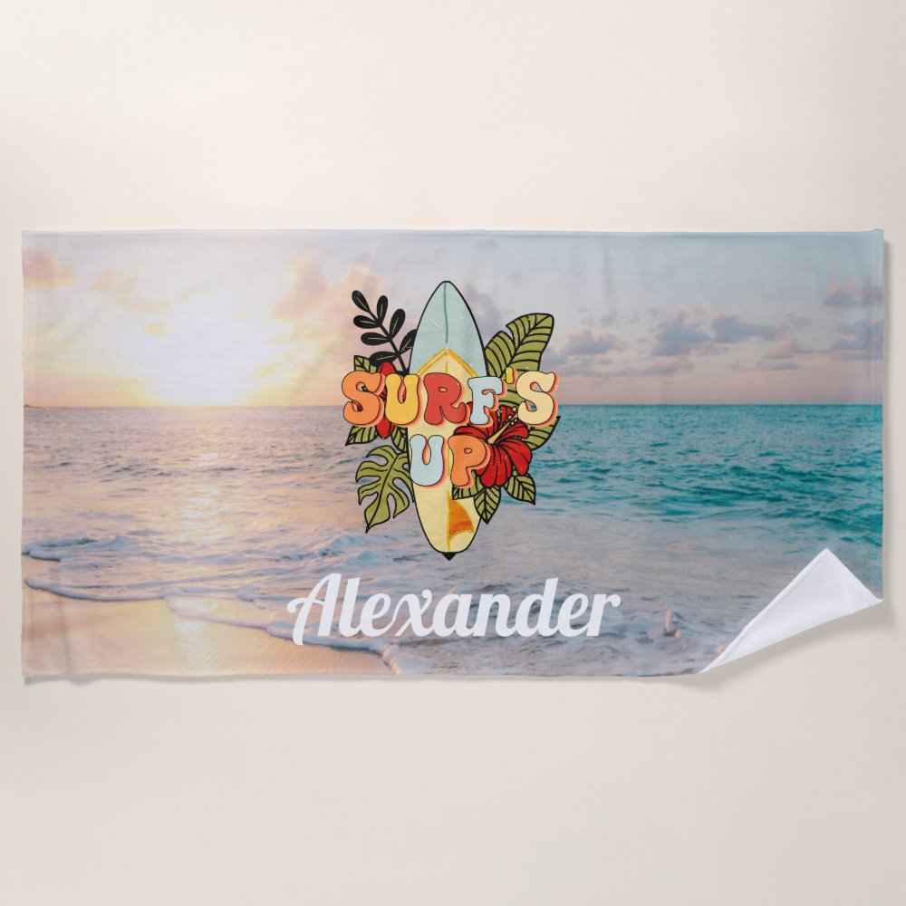summer surfing beach flowers and tropical leafs beach towel r51eb020820e840e686cfc6301602110f eapi5 1000 - Surfing Gifts