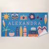 summer travel theme cute blue personalized beach towel r447a6cabface4867b2bea1d0ecfcc524 eapi5 1000 - Surfing Gifts