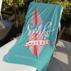surf sand waves retro pink teal surfboard beach towel r 93z4c 1000 - Surfing Gifts