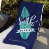 surf sand waves retro teal navy surfboard beach towel r 93z7o 1000 - Surfing Gifts