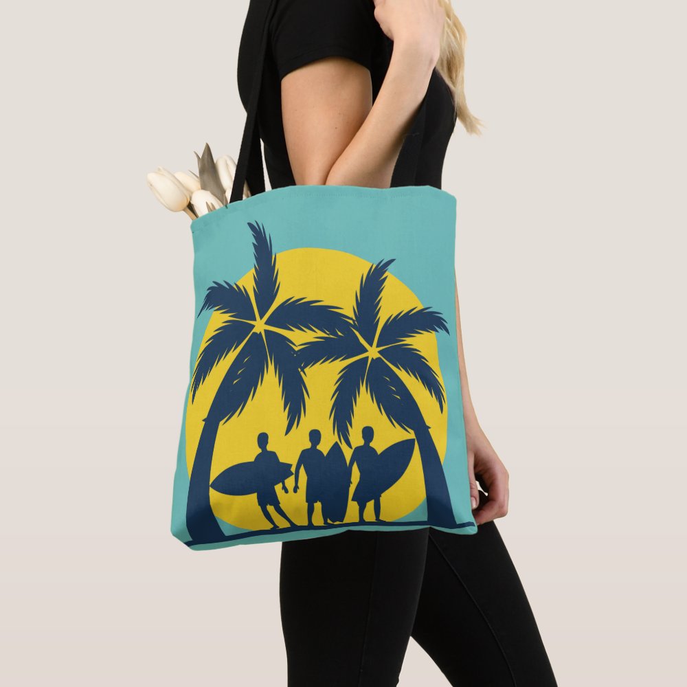 surf sun and palm trees cool surf tote bag r9a285fdc0c21410582c463de8c5fedd4 eehl5 8byvr 1000 - Surfing Gifts