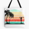 Surfinger Girl Vintage Sunset With Palm Tree Tote Bag Official Surfing Merch