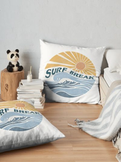 Surfing Break Throw Pillow Official Surfing Merch