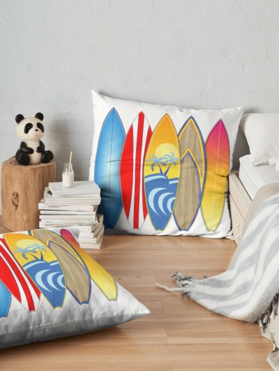 Surfingboards Throw Pillow Official Surfing Merch