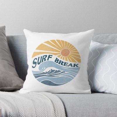 Surfing Break Throw Pillow Official Surfing Merch