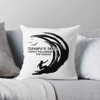 Teahupo'O Tahiti French Polynesia Surfing Paradise Throw Pillow Official Surfing Merch