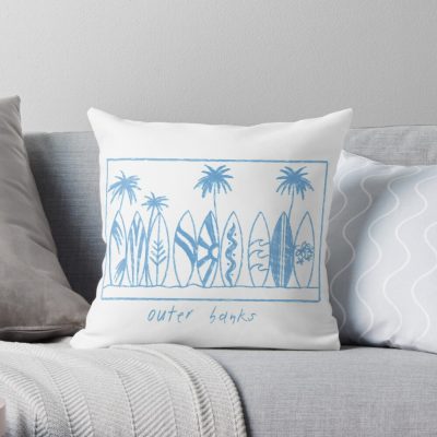 Outer Banks Surfing Palm Tree Throw Pillow Official Surfing Merch