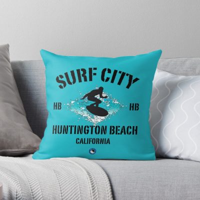 Surfing City - Huntington Beach Throw Pillow Official Surfing Merch