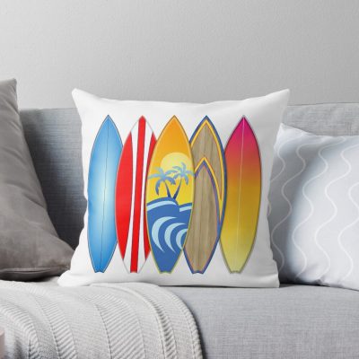 Surfingboards Throw Pillow Official Surfing Merch