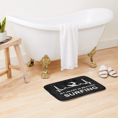 Surfing Heartbeat Bath Mat Official Surfing Merch