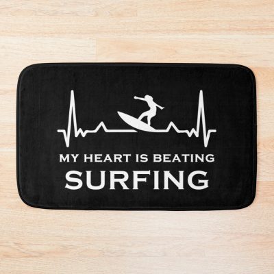 Surfing Heartbeat Bath Mat Official Surfing Merch