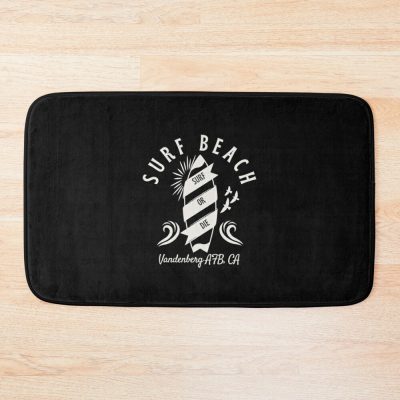 Retro Surfingboard Surfing Beach Vandenberg Afb California - White Bath Mat Official Surfing Merch