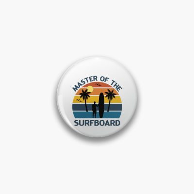 Surfinger Surfingboard Summer Beach With Palm Trees Pin Official Surfing Merch