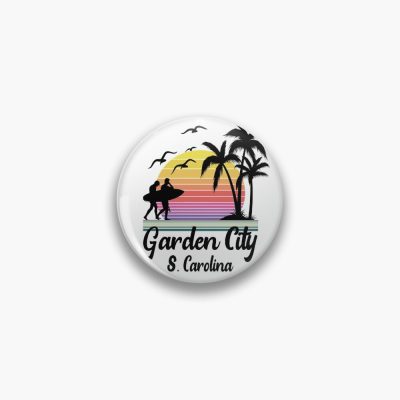 Garden City South Carolina Seaside Retro Sunset Pin Official Surfing Merch