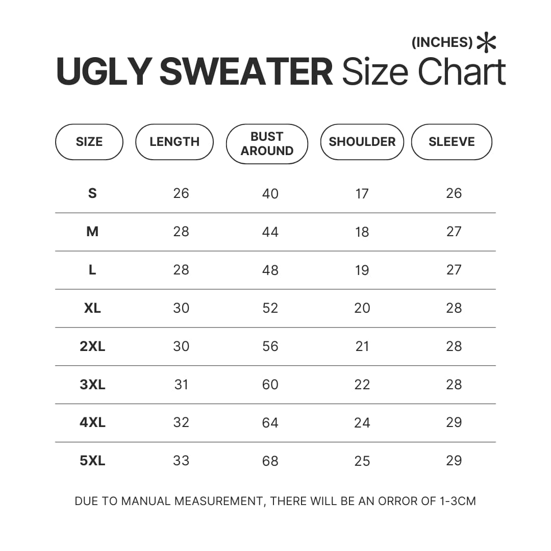 Ugly Sweater Size Chart - Surfing Gifts