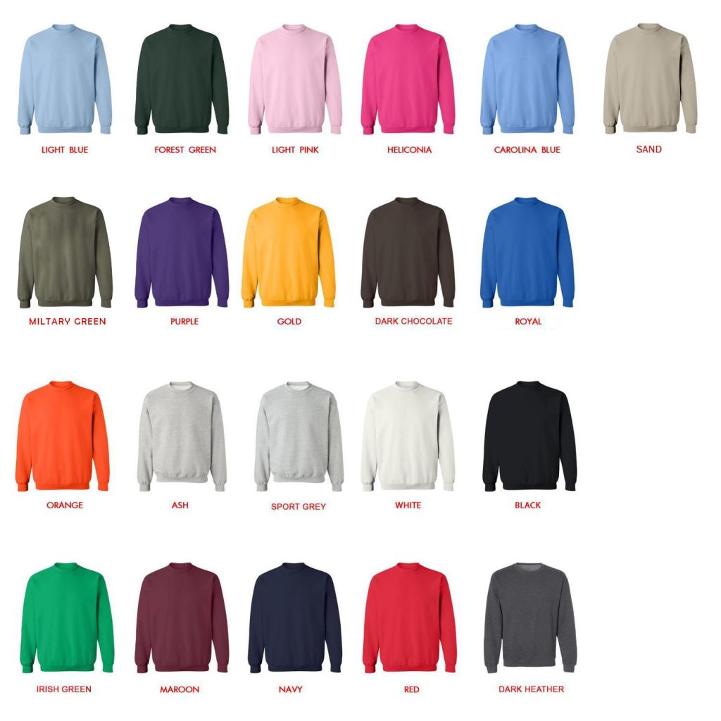 sweatshirt color chart - Surfing Gifts