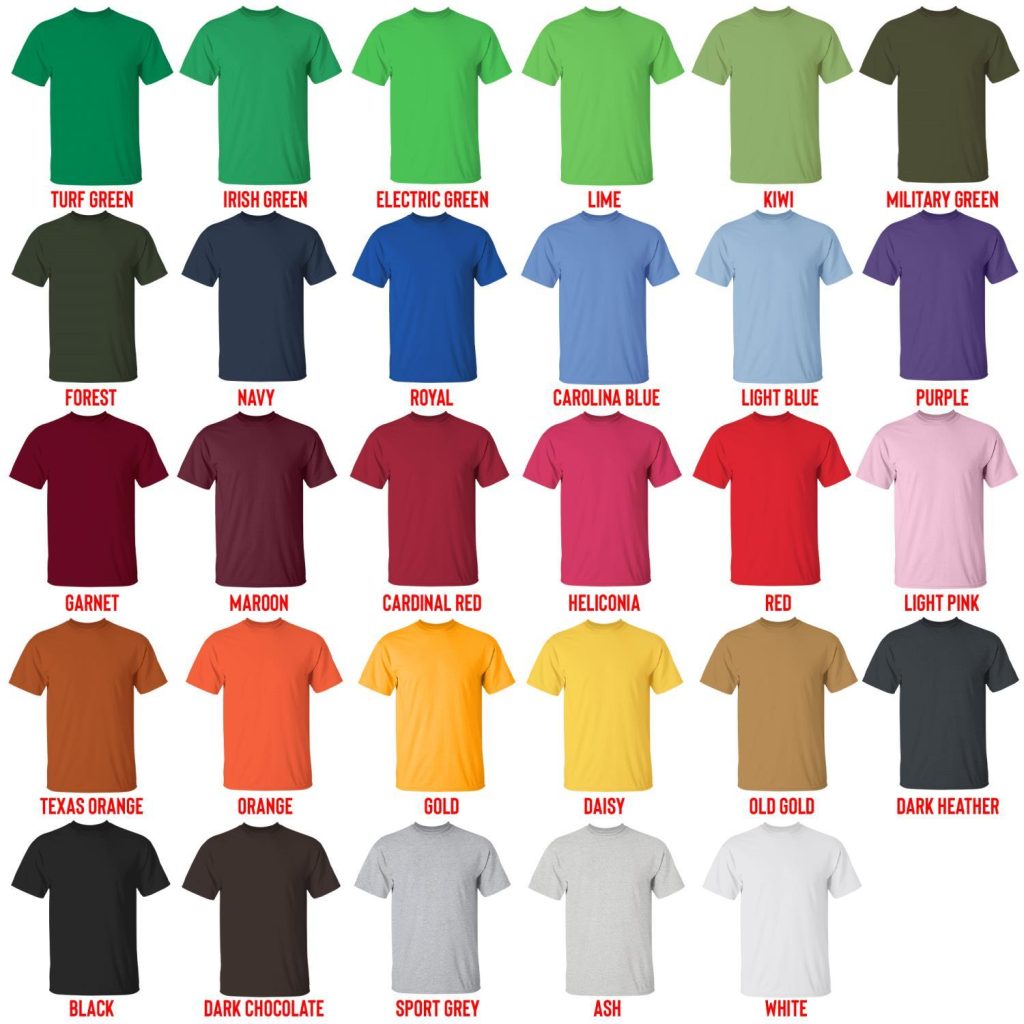 t shirt color chart - Surfing Gifts