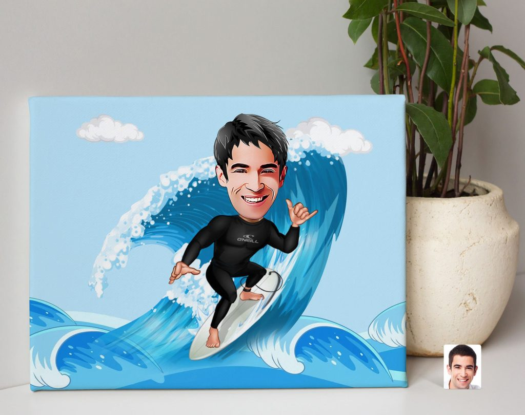 Surfinger Caricature Personalized Poster