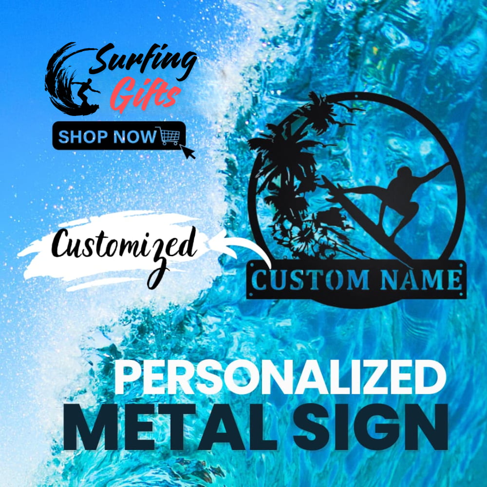 surfing metal sign